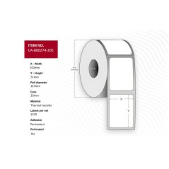Capture Label 102 x 51mm Core 25mm - High-Quality Labels CA-800274-205 for Efficient Labeling